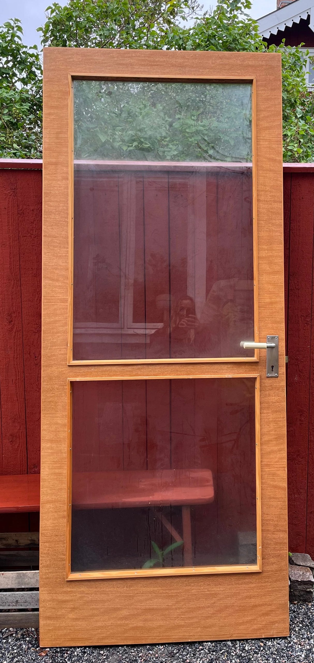 Begagnad innerdörr med glas, 1960-tal. Gabondörr