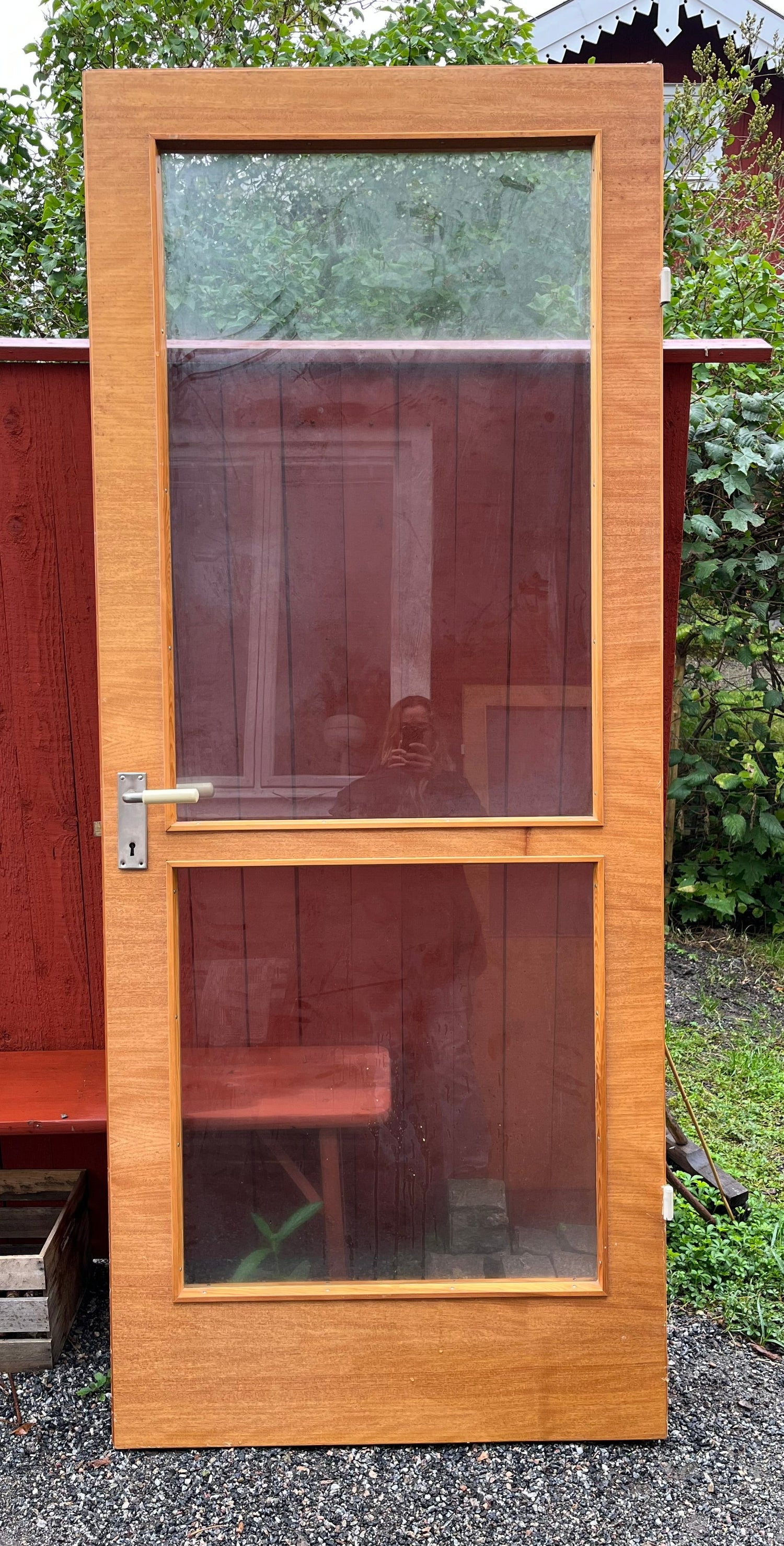 Begagnad innerdörr med glas, 1960-tal. Gabondörr